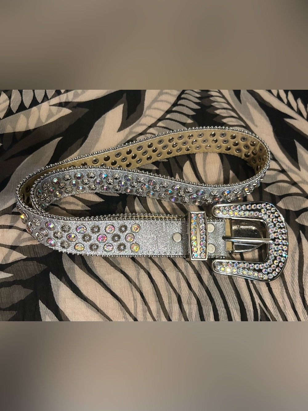 B.B. Simon Womens Big Crystal Belt